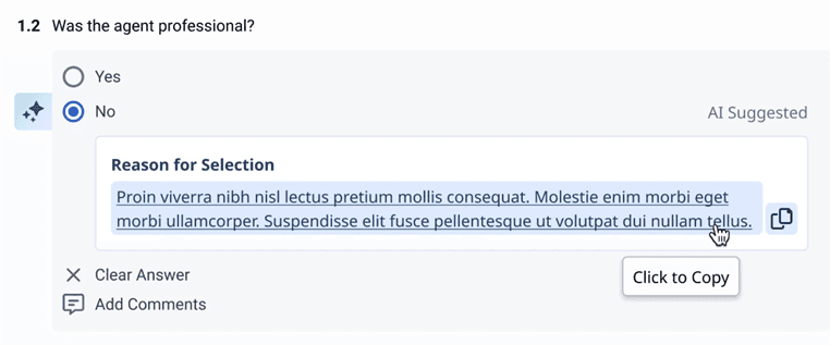 An evaluation question answered by AI