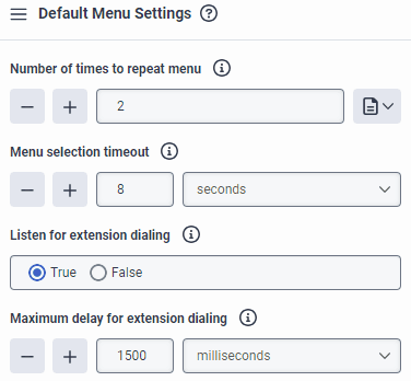 Menu settings