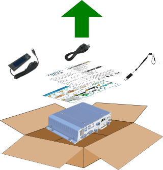 Figure shows how to unbox an Edge Mini or Edge Micro appliance