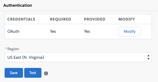 Authentication section in Shared Settings in Salesforce