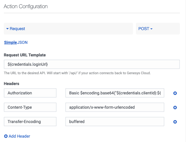 Simple input method for header in action request