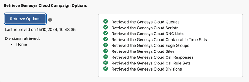 This image is a screenshot of the Retrieve Options in Global Campaign Settings in Salesforce.