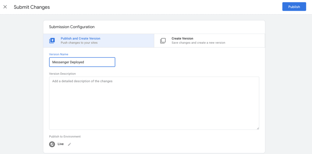 Google submission configuration