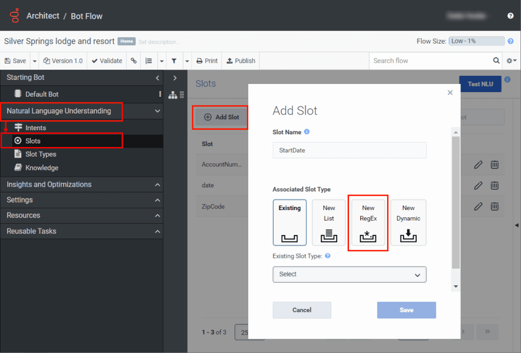 Regular Expression slots