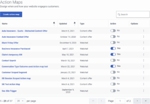 Screenshot showing action maps viewing capability