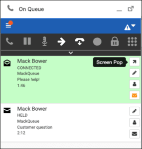 This image is a screenshot of the screenpop icon in the client.