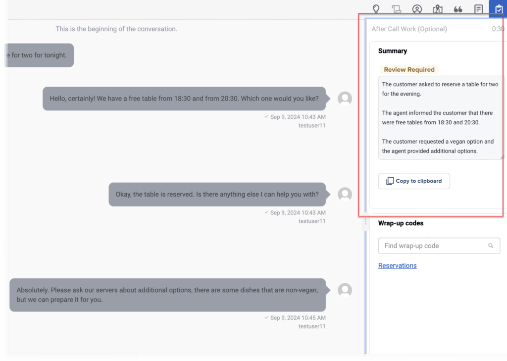 Conversation summary