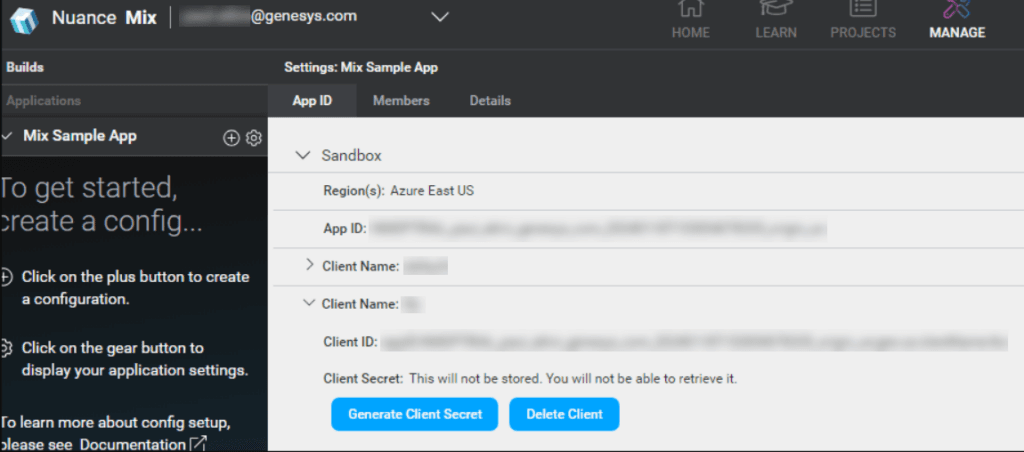 Nuance Mix Client ID