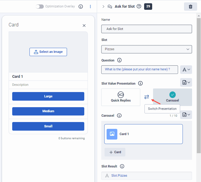 Assign all buttons to one card