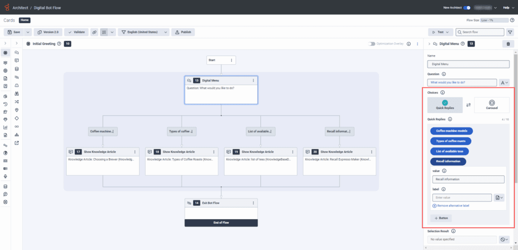 Digital Bot Flows cards