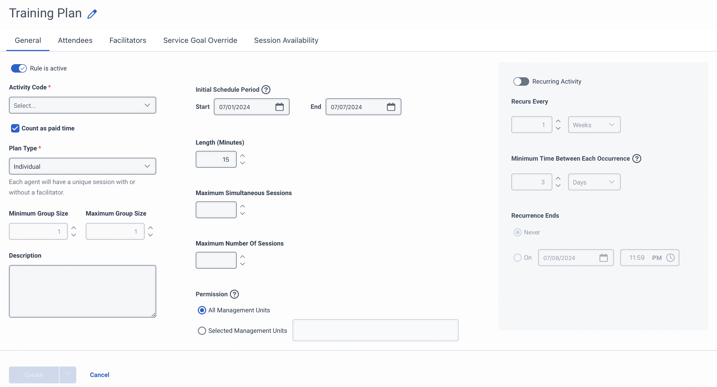 The General tab which is the first tab that appears when you add a new activity process