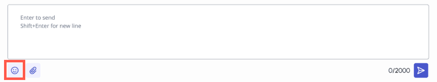 The Genesys Cloud messaging enter to send window with the emoji picker in an orange box