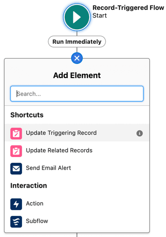 This image is a screenshot of adding a subflow in Salesforce Flow.