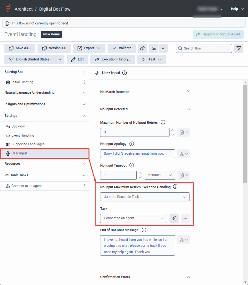 User Input jump to task