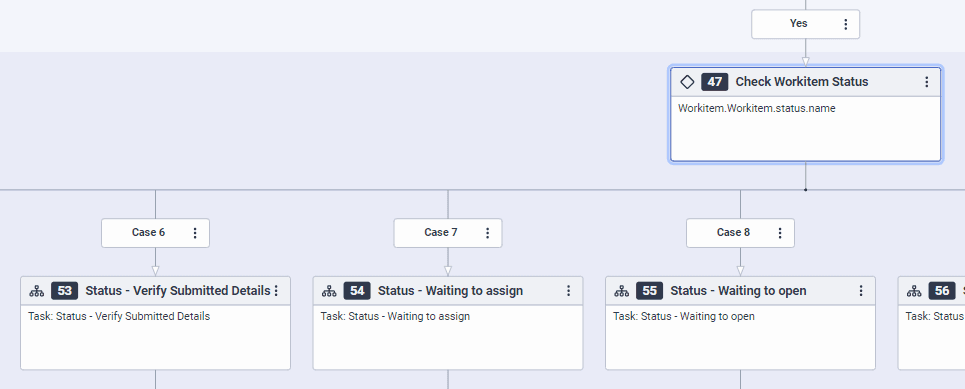 Switch action to call a Reusable Task for a workitem status update