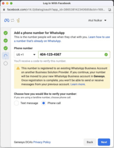 Phone number migration message displays