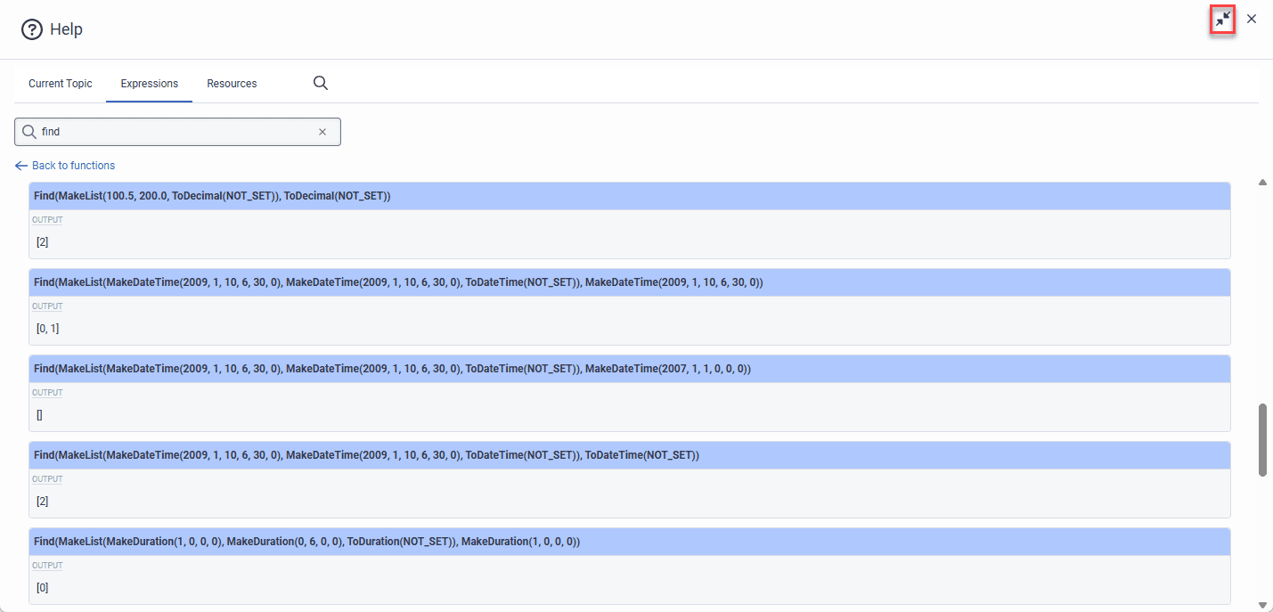 Expanded Expressions tab