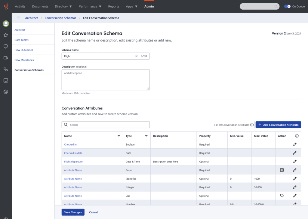 Edit a converstation schema