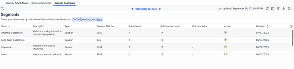Screenshot Segment showing analytics