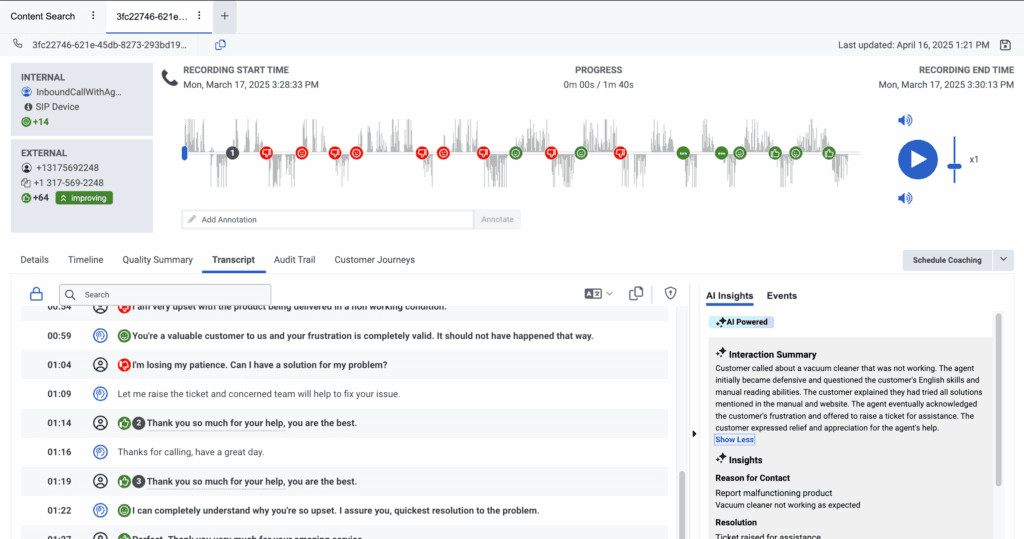 Click to enlarge. AI insights tab