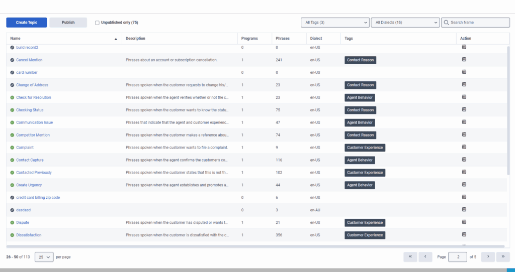Click to enlarge. Quality menu Topics list