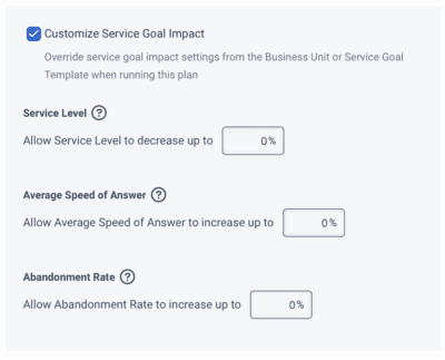 Click to enlarge. Additional fields that are used to set the service goal override settings