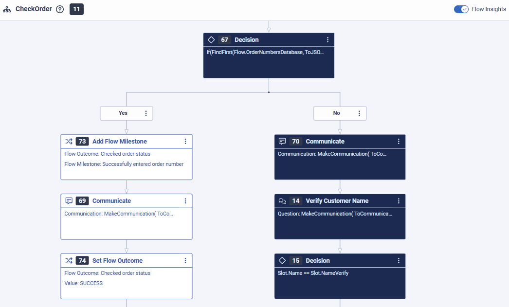 Click to enlarge. Flow Insights analysis of a bot flow