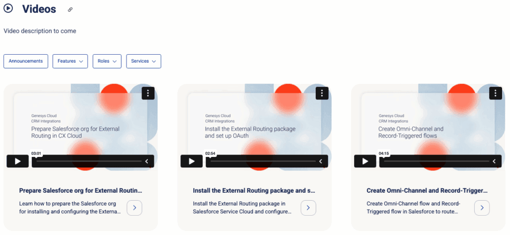 Click to enlarge. Screenshot displaying the Videos page in the Resource Center